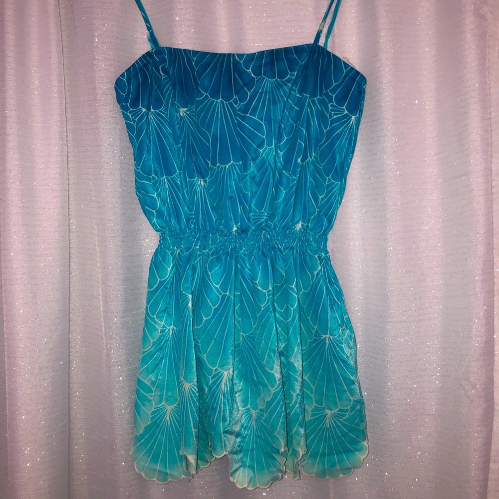 Deweese Designs Blue Mermaid Scalloped Shell Vintage Swimsuit